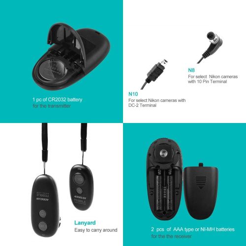  AODELAN Wireless Shutter Release Remote Control for Nikon D750, D5300, D5600, D7200, D7500, Z6, Z7, D800, D850, Coolpix P1000