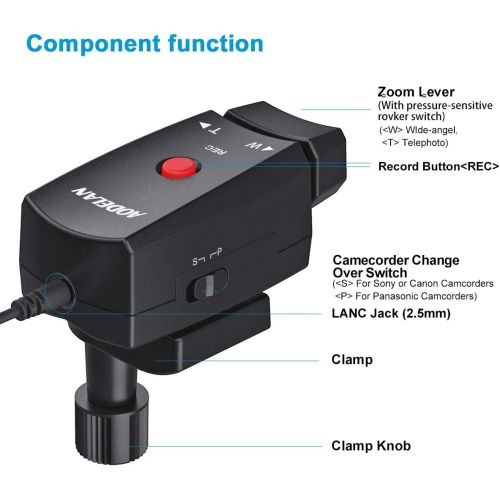  AODELAN Lanc Camcorder Zoom Controller with 2.5mm Jack Cable for Sony NX3C NX5C 198P 190P 150P Canon XL1S XL2 XM1 XM2 Panasonic DVC63 DVC33