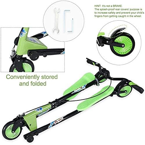  AODI Swing Scooter Adjustable 3 Wheels Foldable Wiggle Scooter Self Drifting for Kids/Adult Age 7 Years Old and Up