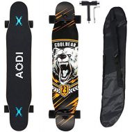 AODI 46 Longboard Skateboard Complete Canadian Maple Wood Double Kick Concave Maple Pro Beginner Dance Board with LED PU Wheels for Kids Adults