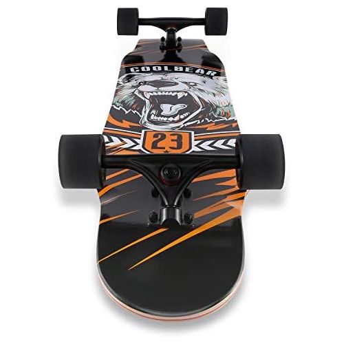  AODI 46 Longboard Skateboard Complete Canadian Maple Wood Double Kick Concave Maple Pro Beginner Dance Board with LED PU Wheels for Kids Adults