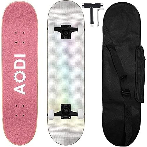  AODI 31 Inch Skateboards for Beginners, Pro Complete Skateboard Canadian 7 Layer Maple Wood Kick Cruiser Standard Skate Board Designed for Kids Teens & Adults