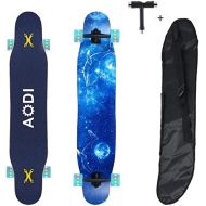 AODI 46in Longboard Skateboard Complete Cruiser, Freeride Skateboards with LED PU Wheels 7 Ply Canadian Maple Skateboards for Cruising, Carving, Downhill