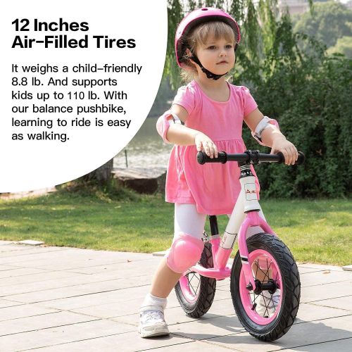  [아마존베스트]AODI 12 Inch Sport Balance Bike, Pro Lightweight No-Pedal Toddlers Bike Walking Bicycle Ultra-Cool Push Bikes/Air-Filled Rubber Tires for Kids Ages 18 Months to 6 Years