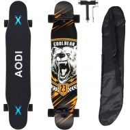 [아마존베스트]AODI 46 Longboard Skateboard Complete Canadian Maple Wood Double Kick Concave Maple Pro Beginner Dance Board with LED PU Wheels for Kids Adults