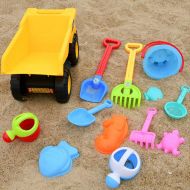 AODLK 13 PCS Beach Toys with Mess Storage Bag Beach Sand Toys Set of Bucket Sand Wheel Toy car Mini Watering can Shovels Rakes Animal Molds Easy Clean and Store