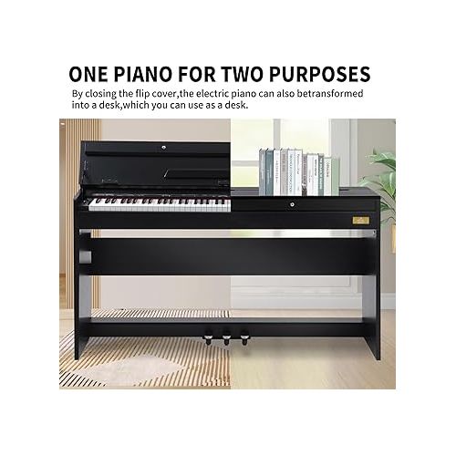  88 Key Weighted Action Digital Piano,Grade Hammer Action Keyboard with Furniture Stand and Triple Pedals for Beginner Kids/Adults,Classic Household,Piano Lessons, UPB-85 (Comes with headphones)