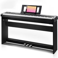 Digital Piano 88 Key keyboard Weighted Piano with Stable Wood Furniture stand Full Size Weighted Keyboard, with 3-Pedal Unit, 2x25W Stereo Speakers, MP3 Function, Black, Piano Lessons