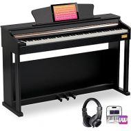 88 Key Digital Piano,Weighted Hammer Action Digital Piano with Full-Size Weighted Keys,Triple Pedal,Beginner Bundle with Furniture Stand,Slide Key Cover,Black,Piano Lessons (UPB-92)