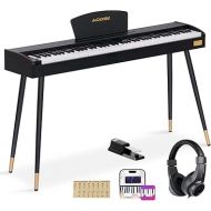 Beginner Digital Piano 88 Key Keyboard,Full-size Electric Piano for Beginners,with Sheet Music Stand,Pedal,Power Adapter,Headphone Mode,USB-MIDI,Piano Lessons,Black,-Comes with headphones