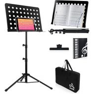 Sheet Music Stand,Full Metal,19x14inches Oversized Sheet Music,Desktop Book Stand with Portable Carrying Bag,Clip Holder,Sheet Music Folder,2 in 1 Music Book Stand