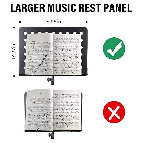  Sheet Music Stand,Full Metal,19x14inches Oversized Sheet Music,Desktop Book Stand with Portable Carrying Bag,Clip Holder,Sheet Music Folder,2 in 1 Music Book Stand