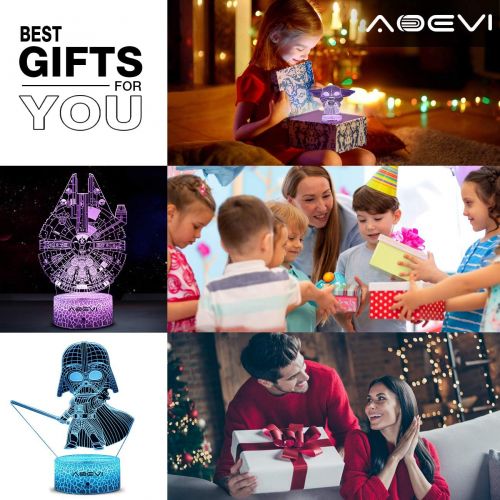  [아마존베스트]AOEVI Star Wars Gifts, Star Wars Toys 7 Colors Changing 3D Night Light for Kids Room Decor with Remote & Timer, (4 Patterns) Starwars Illusion Lamp Birthday Gifts for Boys Men Brot