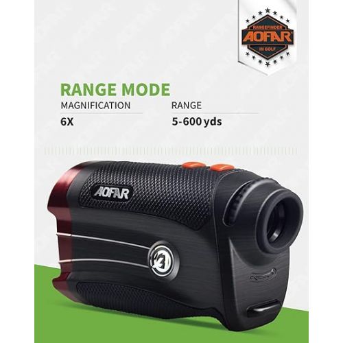  AOFAR GX-2S Rangefinder for Golf & Hunting with Slope and Angle Switch, Flag-Lock with Vibration, Horizontal Distance, 600/1000 Yards Distance Measuring Range, 6X Waterproof, Free Battery