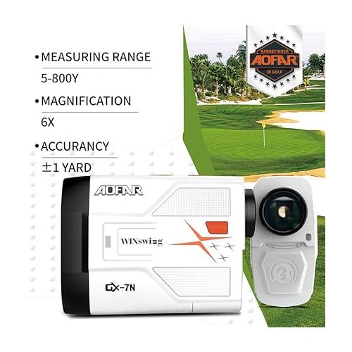  AOFAR Golf Rangefinder GX-7N Update Version with AI Technology, Continuous Scan, Slope and Angle Switch Button with Indicator, Flag-Lock with Pulse, High-Precision, Waterproof for Tournament