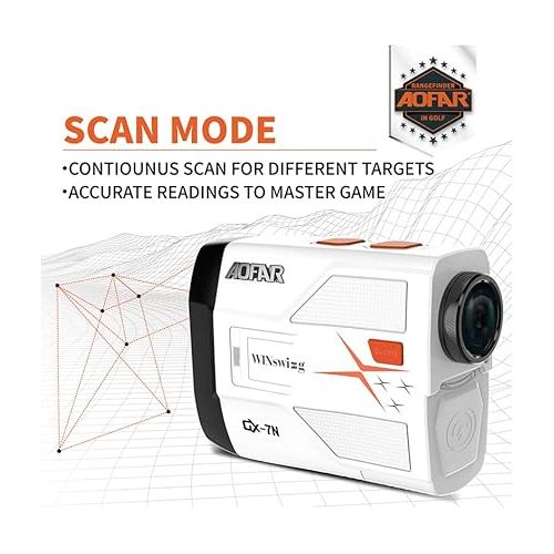  AOFAR Golf Rangefinder GX-7N Update Version with AI Technology, Continuous Scan, Slope and Angle Switch Button with Indicator, Flag-Lock with Pulse, High-Precision, Waterproof for Tournament