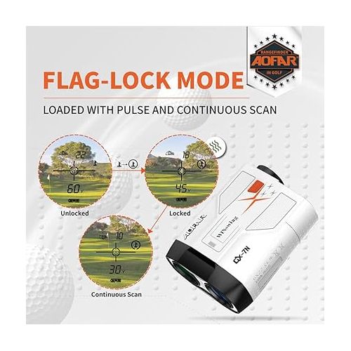  AOFAR Golf Rangefinder GX-7N Update Version with AI Technology, Continuous Scan, Slope and Angle Switch Button with Indicator, Flag-Lock with Pulse, High-Precision, Waterproof for Tournament