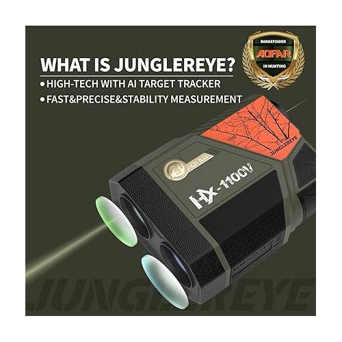  AOFAR HX-1100V Rangefinder for Hunting Archery, 1100 Yards with Angle and Horizontal Distance, High-Precision for Bow Hunting with Range,Speed,Scan Mode,6X,Lightweight,Free Battery,Carrying Case