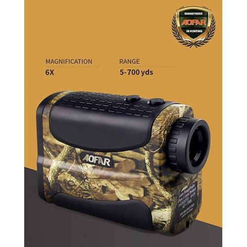  AOFAR HX-700N Hunting Range Finder 700 Yards Waterproof Archery Rangefinder for Bow Hunting with Range and Speed Mode, Free Battery, Carrying Case