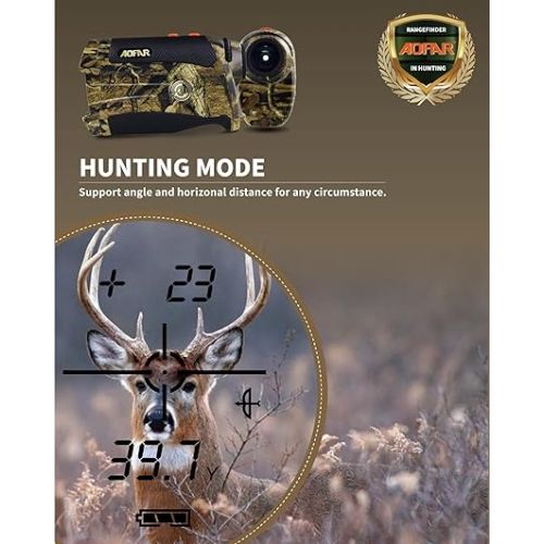  AOFAR HX-1200T Range Finder for Hunting Archery, 1200 Yards with Angle and Horizontal Distance, Shooting Wild Waterproof Coma Rangefinder, 6X 25mm, Range and Bow Mode, Free Battery Gift Package