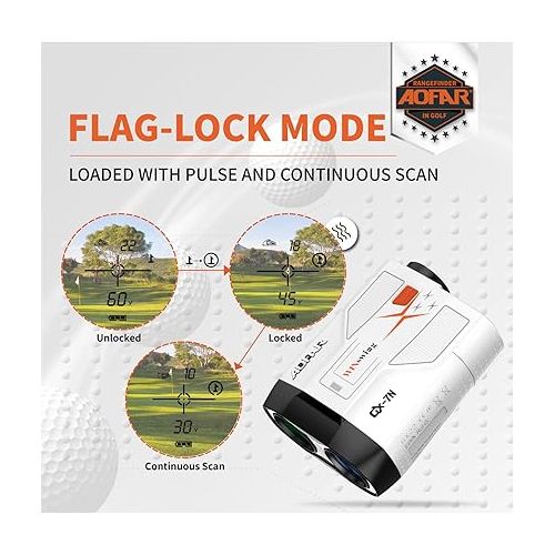  AOFAR GX-7N Golf Rangefinder with Continuous Scan, Slope and Angle Switch Button with Indicator, Flag-Lock with Pulse and Scan for Closer Target, 800 Yards, High-Precision, Waterproof for Tournament