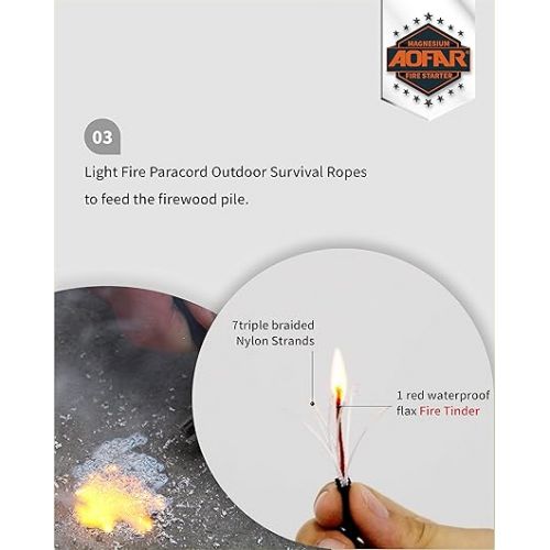  AOFAR Magnesium Fire Starter AF-374 (2-Pack) Waterproof Fire Steel Pouch for Camping, Hiking, Hunting, Backpacking,Outdoor Survival fire Striker kit