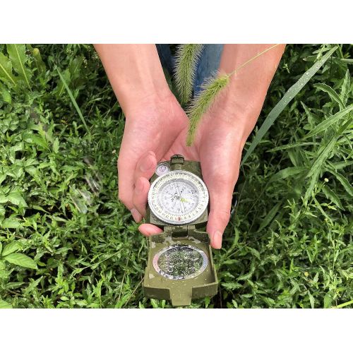  [아마존베스트]AOFAR Military Compass Lensatic Sighting- Fluorescent, Waterproof and Shakeproof with Map Measurer Distance Calculator, Pouch for Camping, Hiking, Hunting, Backpacking