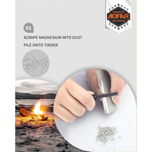  [아마존베스트]AOFAR Magnesium Fire Starter (2-Pack) Pouch for Camping, Hiking, Hunting, Backpacking,Outdoor Survival fire Striker kit