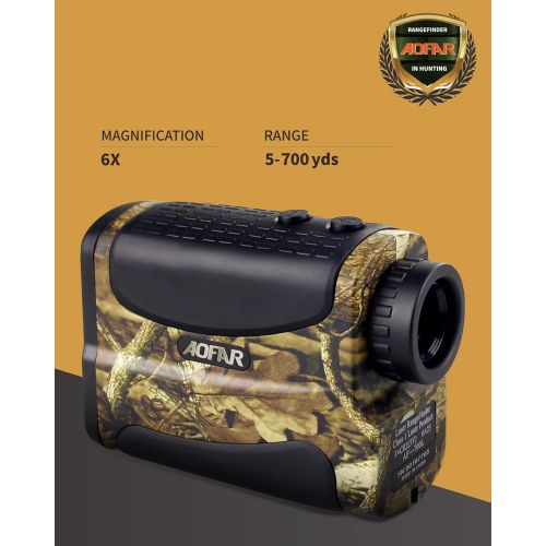  AOFAR Hunting Archery Range Finder HX-700N 700 Yards Waterproof Rangefinder for Bow Hunting with Range Scan Fog and Speed Mode, Free Battery, Carrying Case