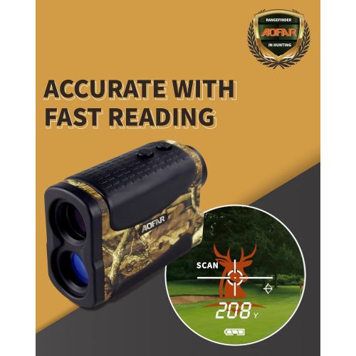  AOFAR Hunting Archery Range Finder HX-700N 700 Yards Waterproof Rangefinder for Bow Hunting with Range Scan Fog and Speed Mode, Free Battery, Carrying Case