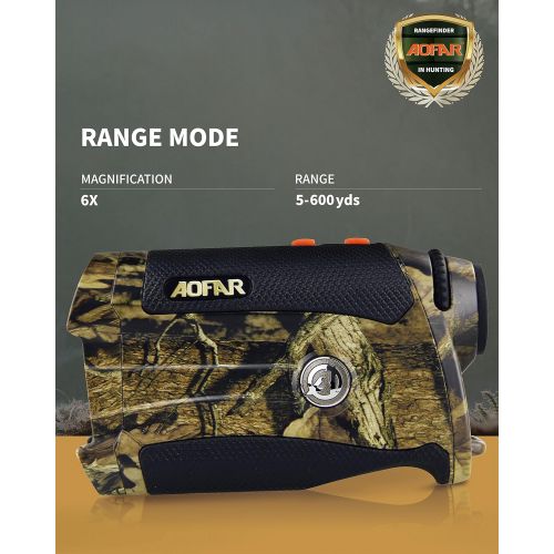  AOFAR Range Finder for Hunting Archery HX-1200T 1200 Yards Shooting Wild Waterproof Coma Rangefinder, 6X 25mm, Range and Bow Mode, Free Battery Gift Package