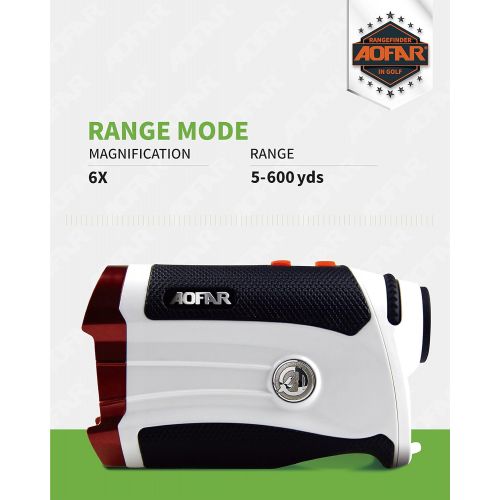  [아마존베스트]AOFAR Golf Rangefinder Slope on/Off GX-2S, Flag Lock with Vibration, 600 Yards White Range Finder,Waterproof, Gift Packaging