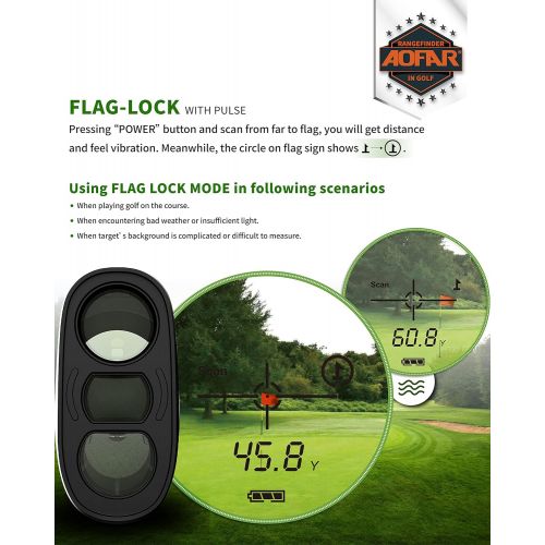  AOFAR Range Finder Golf GX-6F, Flag Lock with Pulse Vibration, Tournament Designed, 500 Yards RangeFinder for Distance Measuring with Continuous Scan, High-Precision Accurate Gift