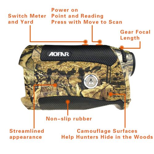  AOFAR Range Finder for Hunting Archery H2 1000 Yards Shooting Wild Waterproof Coma Rangefinder, 6X 25mm, Range and Bow Mode, Free Battery Gift Package