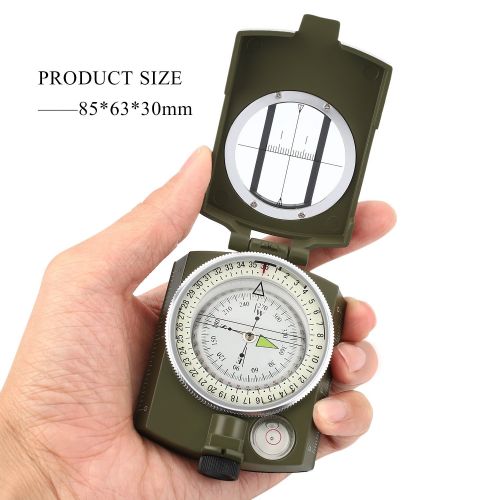  AOFAR Forfar Military Compass, Multifunction Professional Military Army Metal Sighting Compass with Inclinometer, Waterproof for Outdoor Hiking Camping