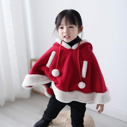  AOFITEE Kids Christmas Santa Cloak Cartoon Fleece Hoodie Cape with Reindeer Hat