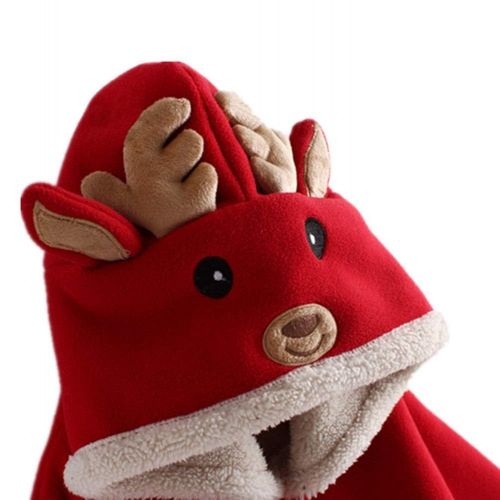  AOFITEE Kids Christmas Santa Cloak Cartoon Fleece Hoodie Cape with Reindeer Hat