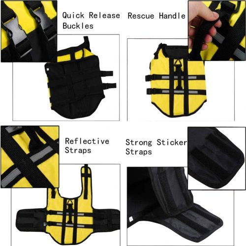  AOFITEE Dog Life Jacket Reflective Life Vest, Safety Pet Swimming Vest Durable Life Preserver with Rescue Handle for Small, Medium and Large Dogs