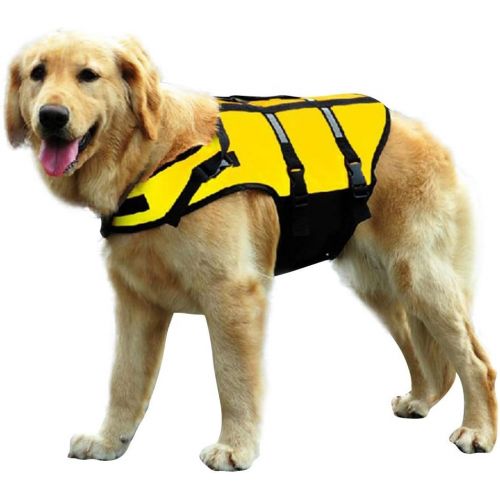  AOFITEE Dog Life Jacket Reflective Life Vest, Safety Pet Swimming Vest Durable Life Preserver with Rescue Handle for Small, Medium and Large Dogs