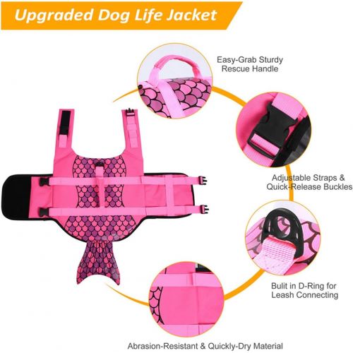  AOFITEE Dog Life Jacket Pet Safety Vest, Adjustable Dog Lifesaver Ripstop Pet Life Preserver with Rescue Handle for Small Medium and Large Dogs, 5 Sizes