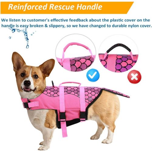  AOFITEE Dog Life Jacket Pet Safety Vest, Adjustable Dog Lifesaver Ripstop Pet Life Preserver with Rescue Handle for Small Medium and Large Dogs, 5 Sizes