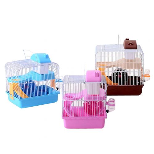  AOFITEE Hamster Cage Small Animal Habitat, Deluxe 2-Level Gerbil Cage House with Complete Accessories - Water Bottle, Food Feeder, Tunnel Ladder, Low Noise Wheel