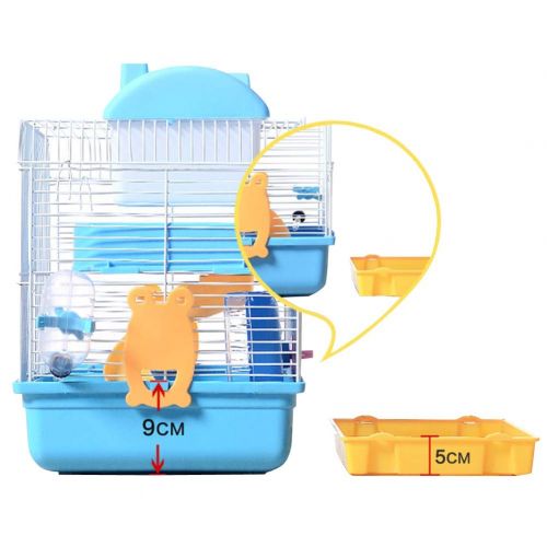  AOFITEE Hamster Cage Small Animal Habitat, Deluxe 2-Level Gerbil Cage House with Complete Accessories - Water Bottle, Food Feeder, Tunnel Ladder, Low Noise Wheel