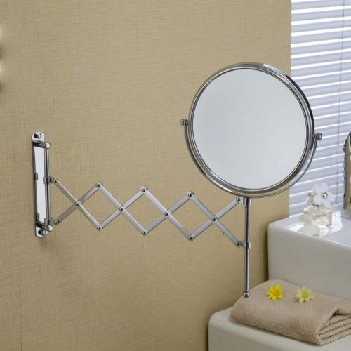  AOHMG Mirror Wall Mount Bathroom Mirrors - Double Sided Retractable 3X Magnification Beauty Mirror Shaving Mirrors for Men, Chrome Finish,Silver_8inch
