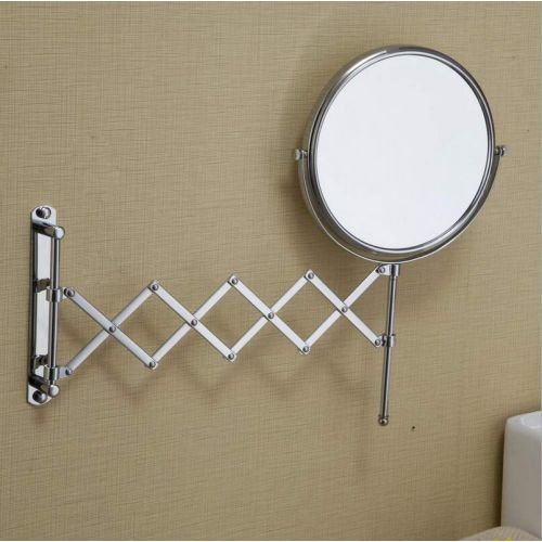  AOHMG Mirror Wall Mount Bathroom Mirrors - Double Sided Retractable 3X Magnification Beauty Mirror Shaving Mirrors for Men, Chrome Finish,Silver_8inch