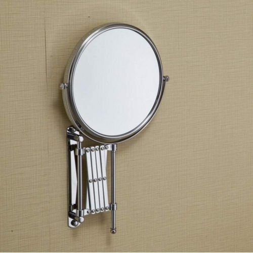  AOHMG Mirror Wall Mount Bathroom Mirrors - Double Sided Retractable 3X Magnification Beauty Mirror Shaving Mirrors for Men, Chrome Finish,Silver_8inch