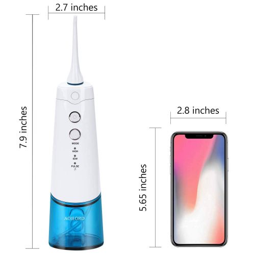  Water Flosser, AOIEORD Cordless Oral Irrigator with 3 Modes & 4 Replaceable Jet Tips, Portable...