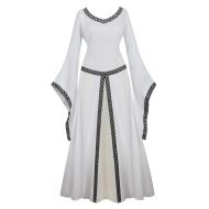 AOLAIYAOQU Renaissance Irish Medieval Dress for Women Plus Size Long Dresses Lace up Costumes Retro Gown