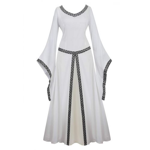  AOLAIYAOQU Renaissance Irish Medieval Dress for Women Plus Size Long Dresses Lace up Costumes Retro Gown