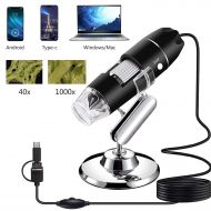 AOLOX USB Microscope, 1000x Handheld Digital Microscope Camera with 8 LED Light and Stand Hobby Tools for Kids, Students, Adults, Compatible with Mac/Window 7/Android
